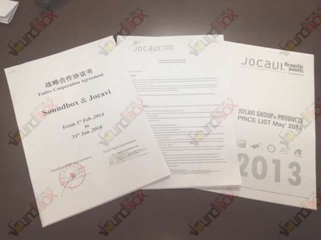 祝賀Soundbox與歐洲第一建築聲學品牌Jocavi簽署2014年度戰略合作協議書！